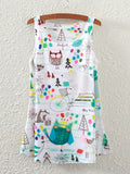 Women Sleeveless Animal Printed Casual Top