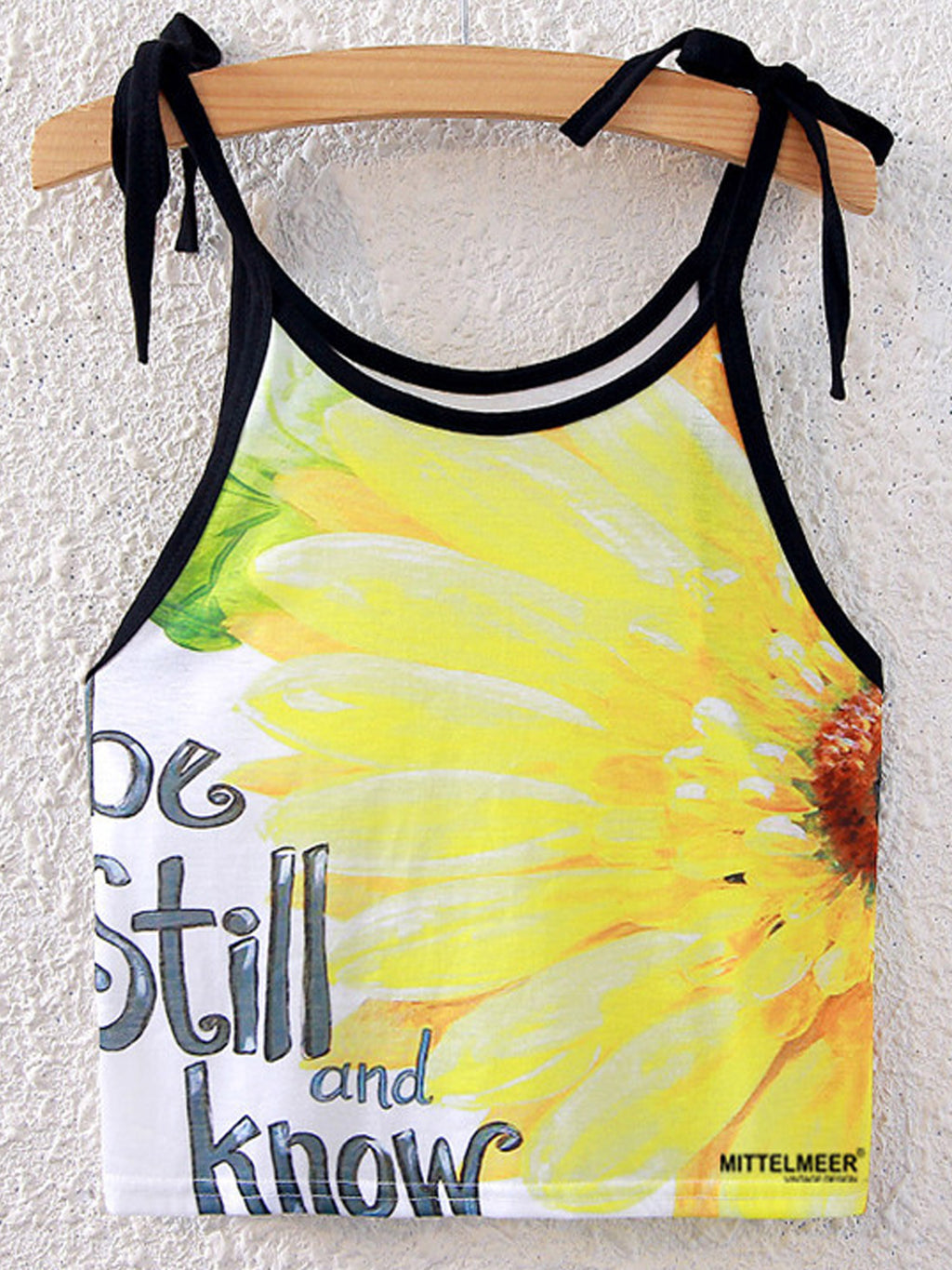 Women Tie Shoulder Sun Flower Casual Top