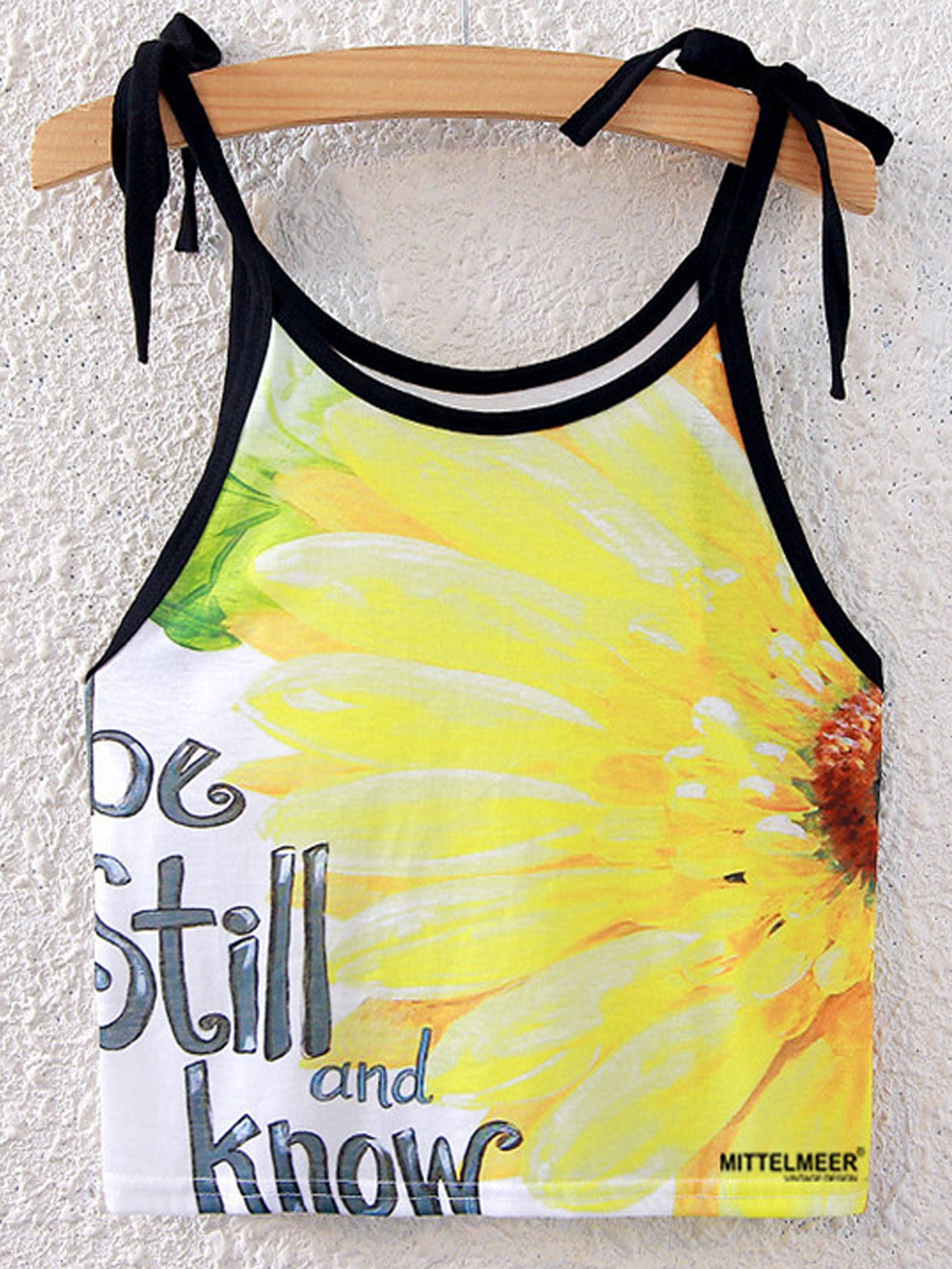Women Tie Shoulder Sun Flower Casual Top