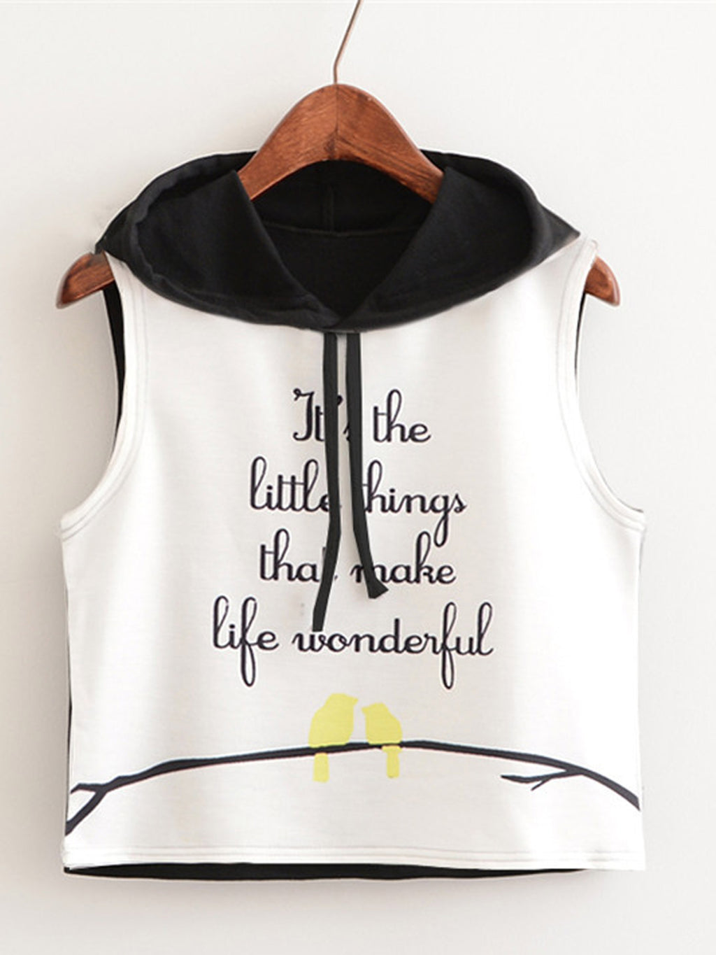 Women Casual Letter Printed Hooded Neck Top