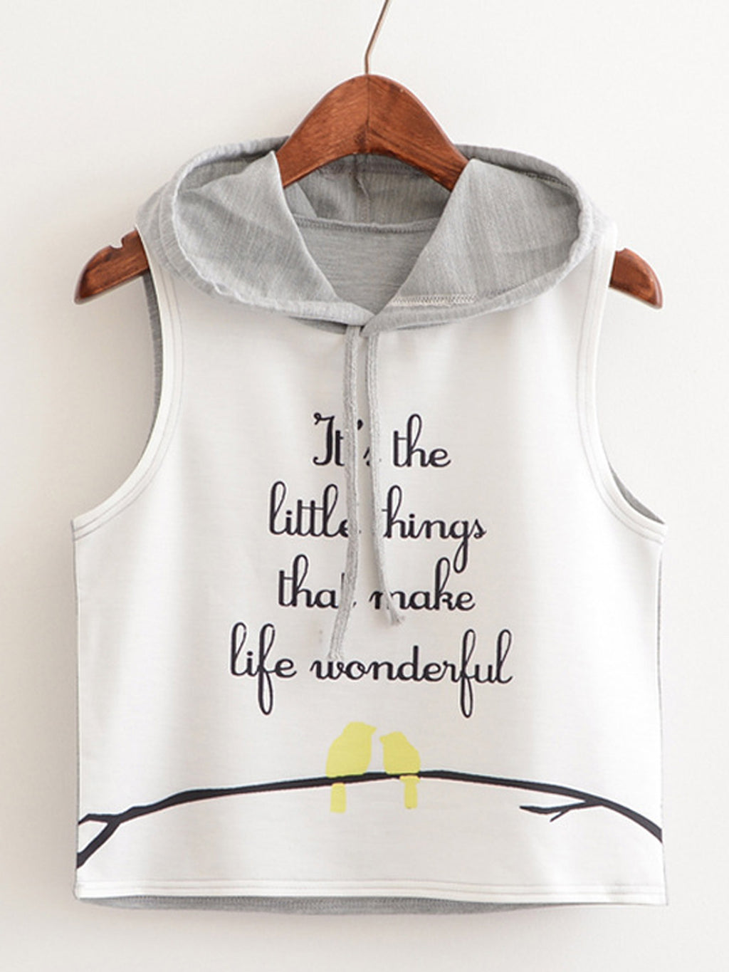 Women Casual Letter Printed Hooded Neck Top