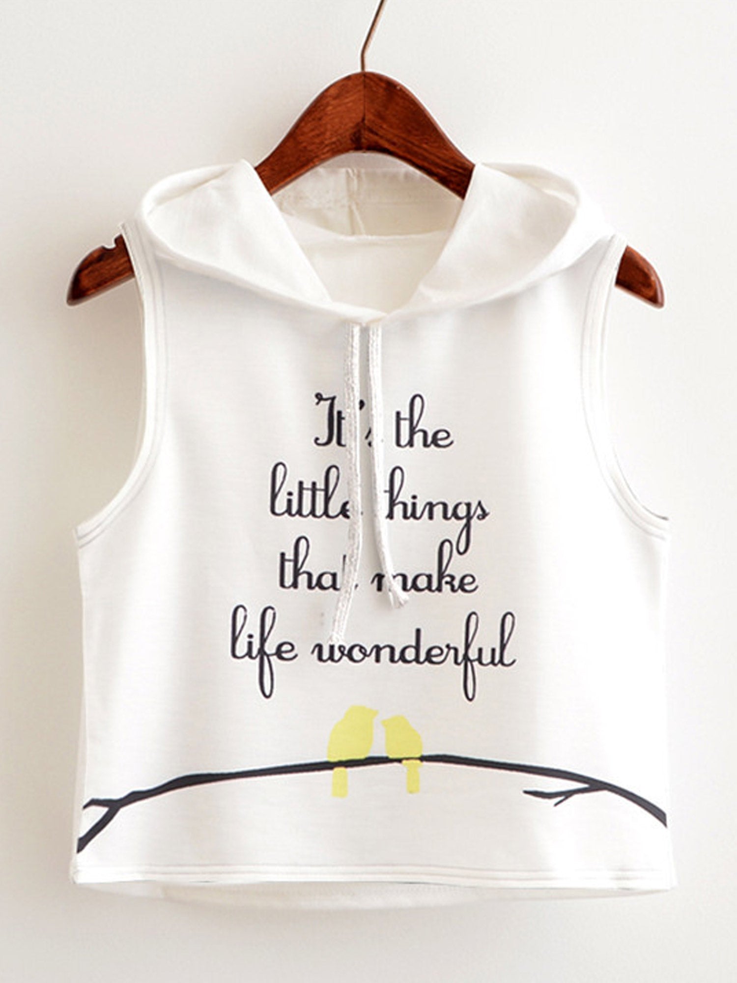 Women Casual Letter Printed Hooded Neck Top