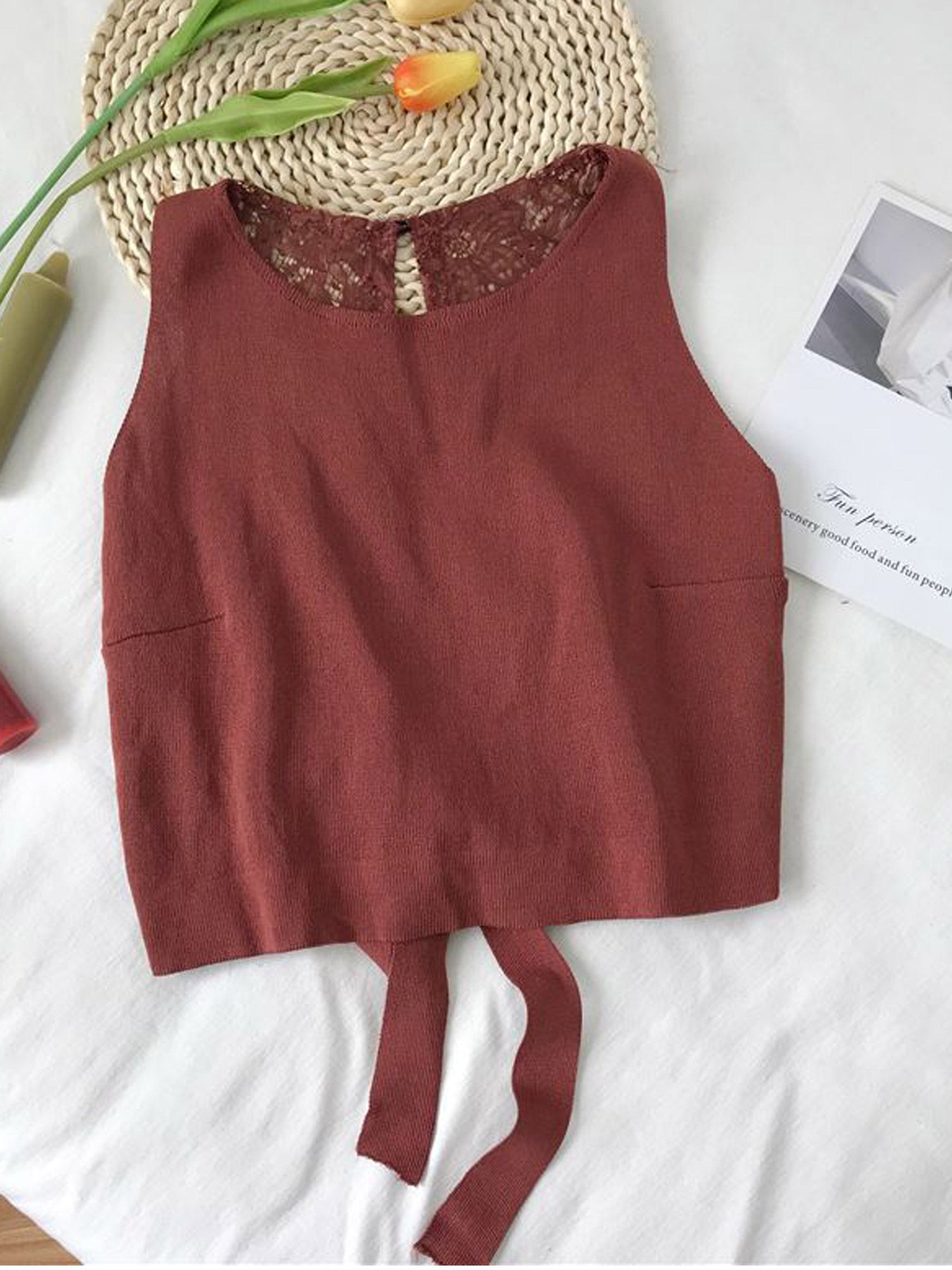 Women Fashion Keyhole Strap Back Summer Top