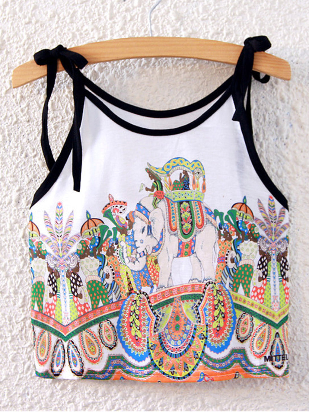 Women Tie Shoulder Elephant Printed Summer Top