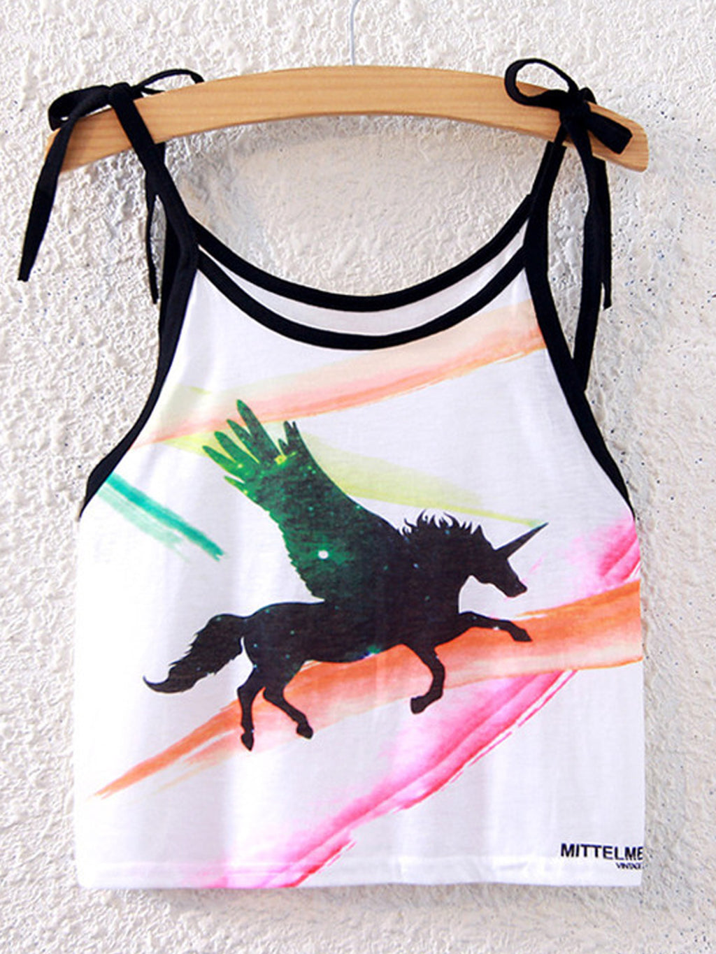 Women Flying Horse Strap Shoulder Casual Top