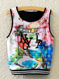 Women Flowers Round Neck Slim Summer Top
