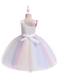 Kids Girls Oblique Neck Ball Gown Birthday Dress