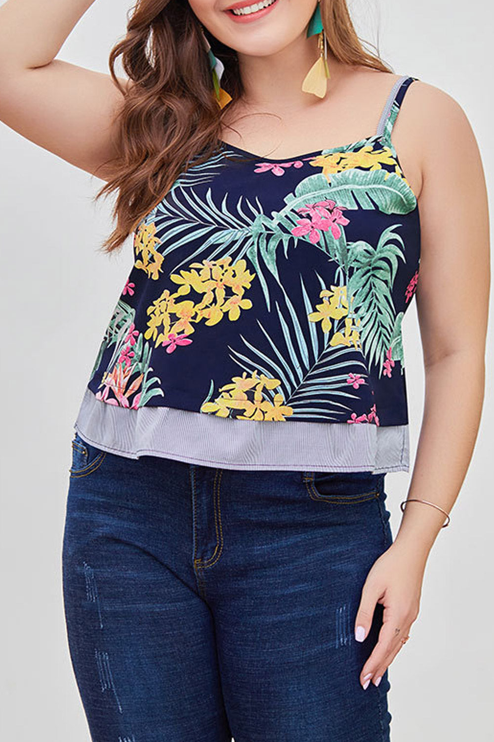 Women Strap Neck Printed Loose Fit Summer Top