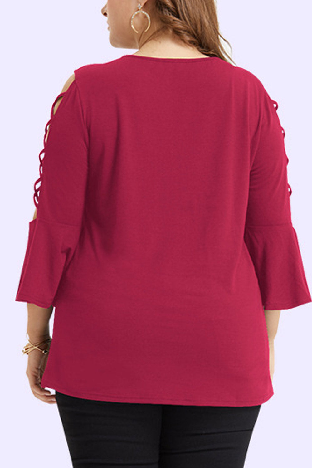 Women Hollow Sleeve Solid Colored Fashion Top