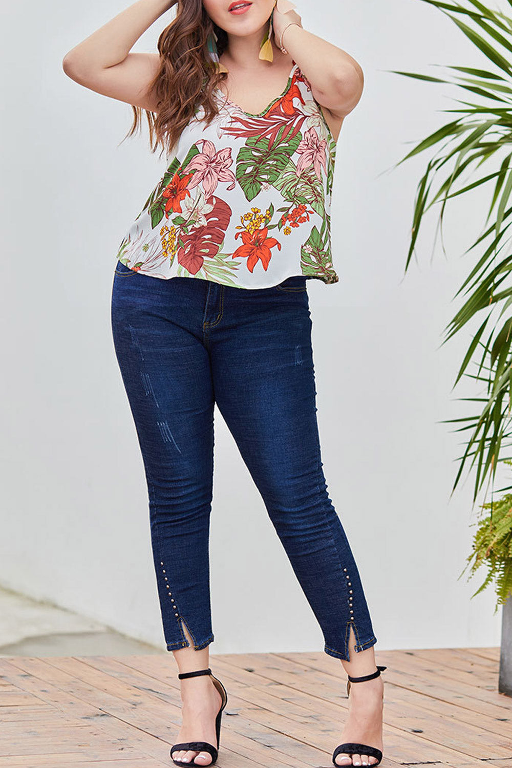 Women Printed Cross Straps Comfortable Summer Top
