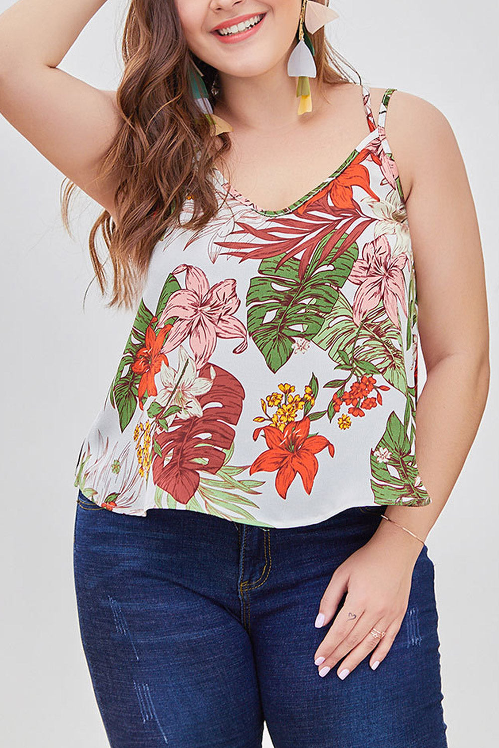 Women Printed Cross Straps Comfortable Summer Top
