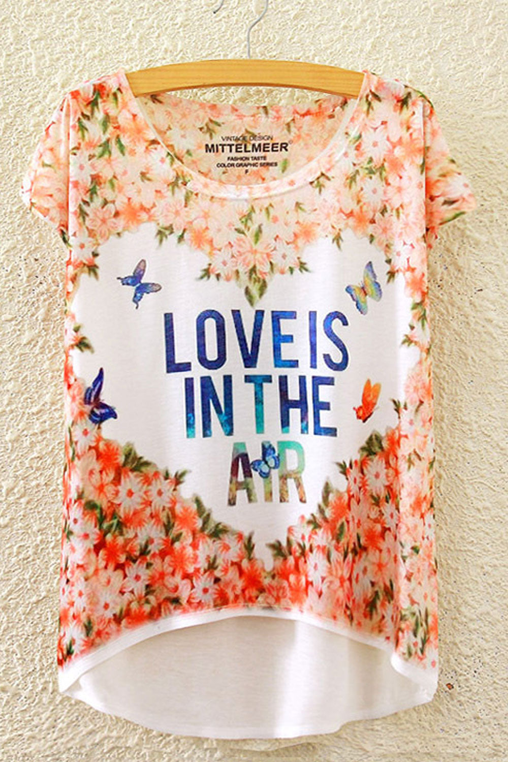 Women Flowers Irregular Summer T-Shirt