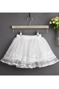 Kids Girls Lace Elasticated Flower Mesh Skirt