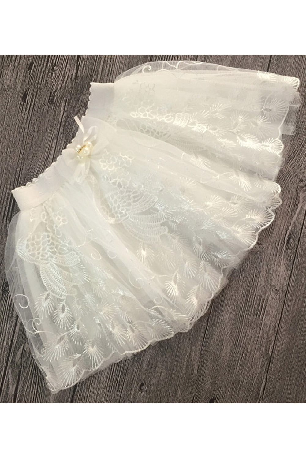 Kids Girls Solid Pattern Peacock Lace Skirt