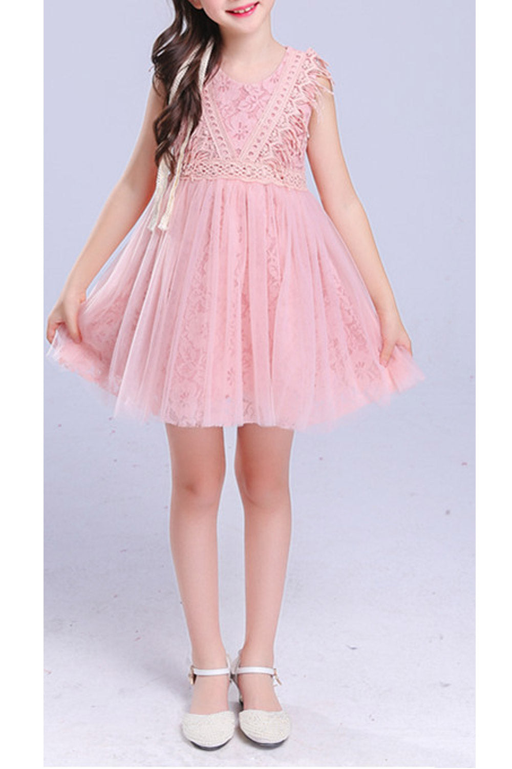 Kids Girls Fashion Lace Decorated Summer Fancy Dress