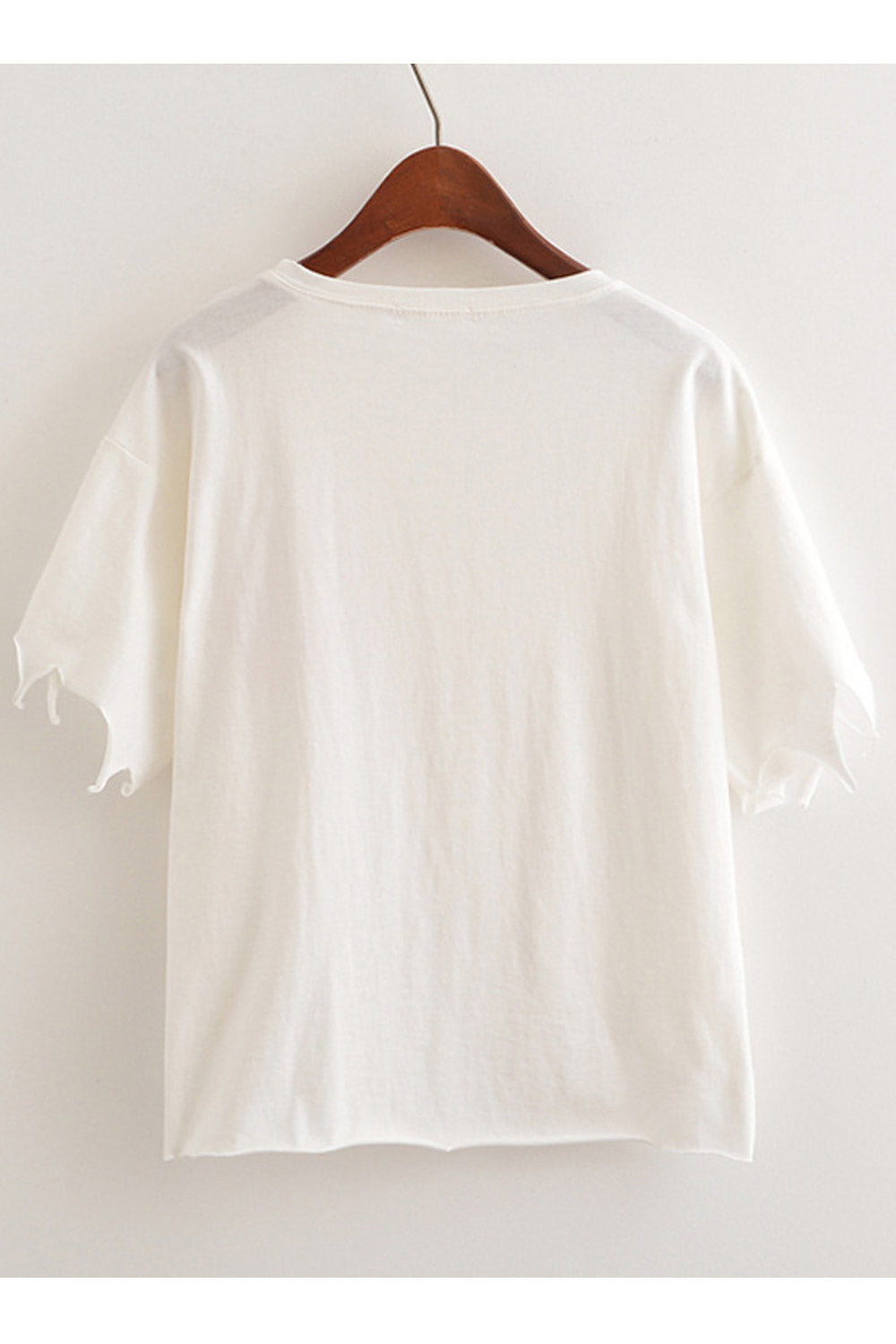 Women Beaded Pocket Irregular Casual T-Shirt