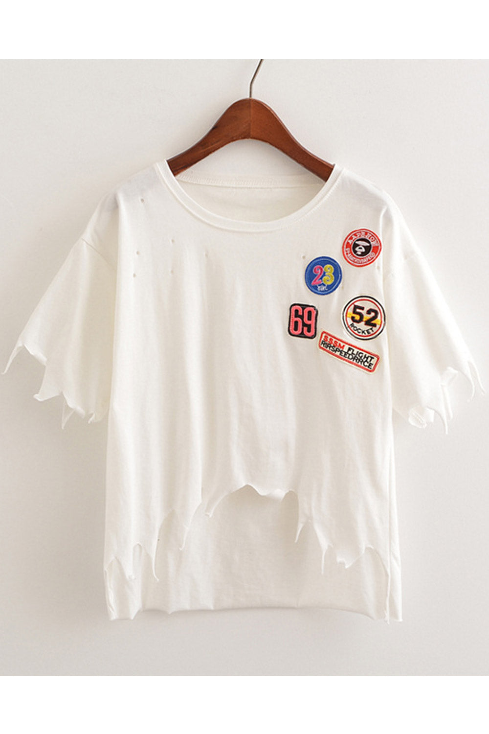 Women Summer Irregular Small Patch T-Shirt