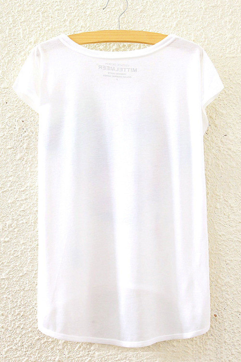 Women Printed Irregular Hem Summer Casual T-Shirt