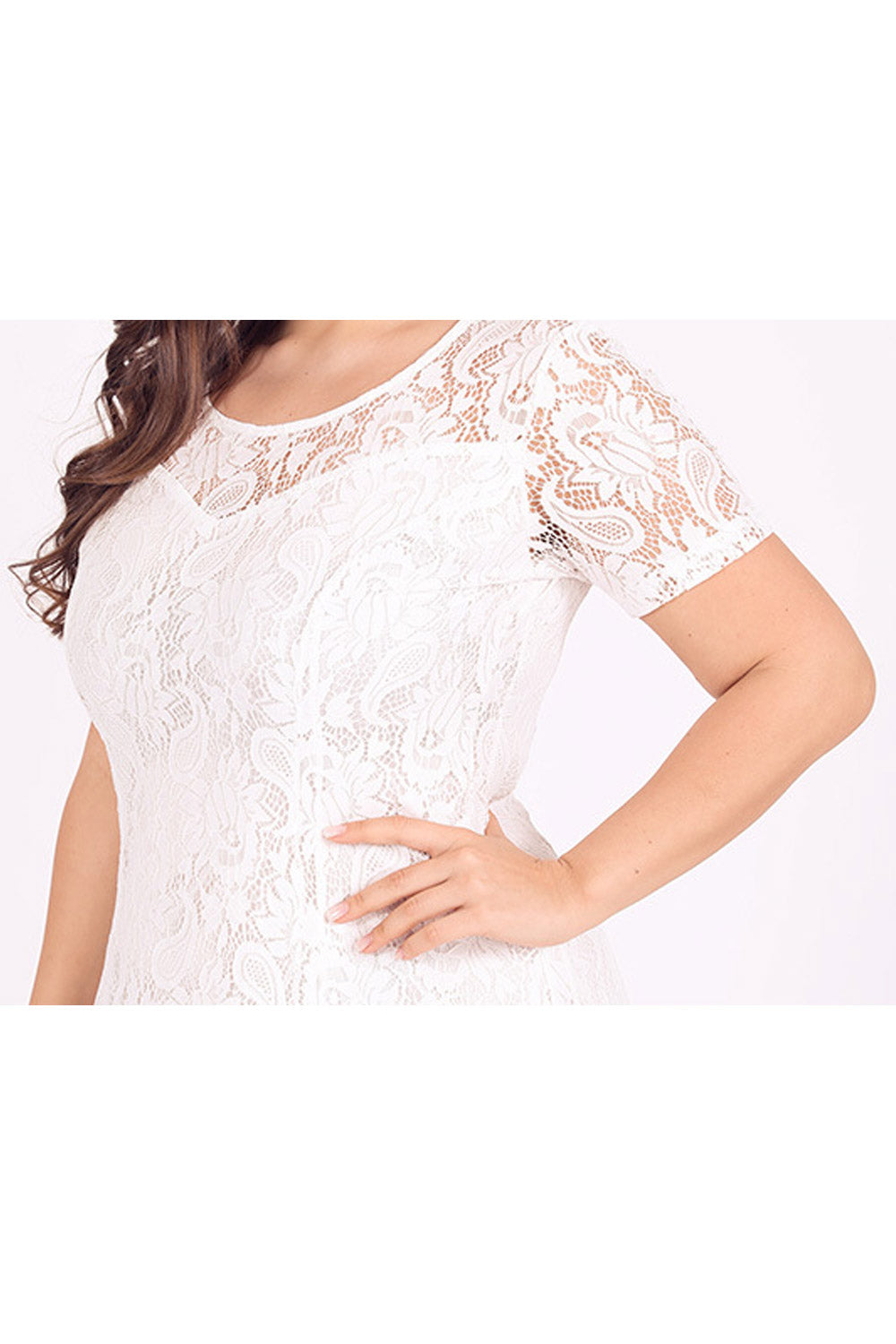 Women Plus Flower Lace Floor Length Dress