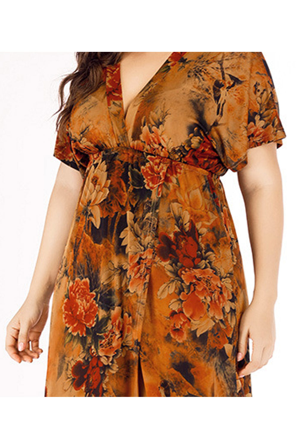 Women Plus Short Sleeve Floral Wrap Dress