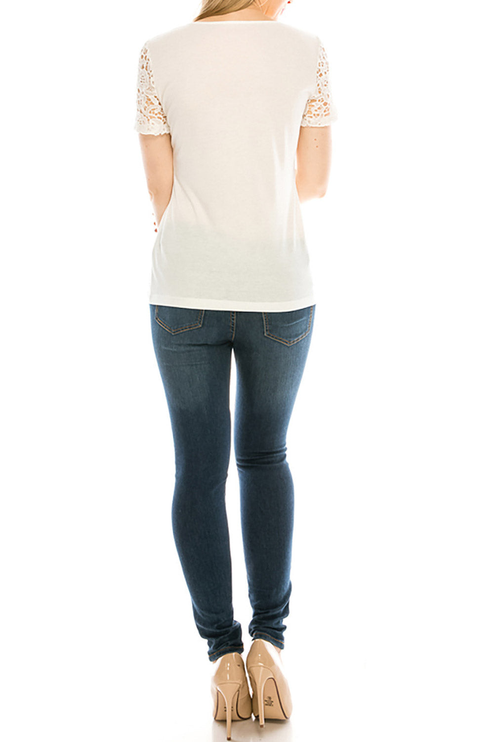 Women Lace Strap Neck Slim Chiffon Blouse
