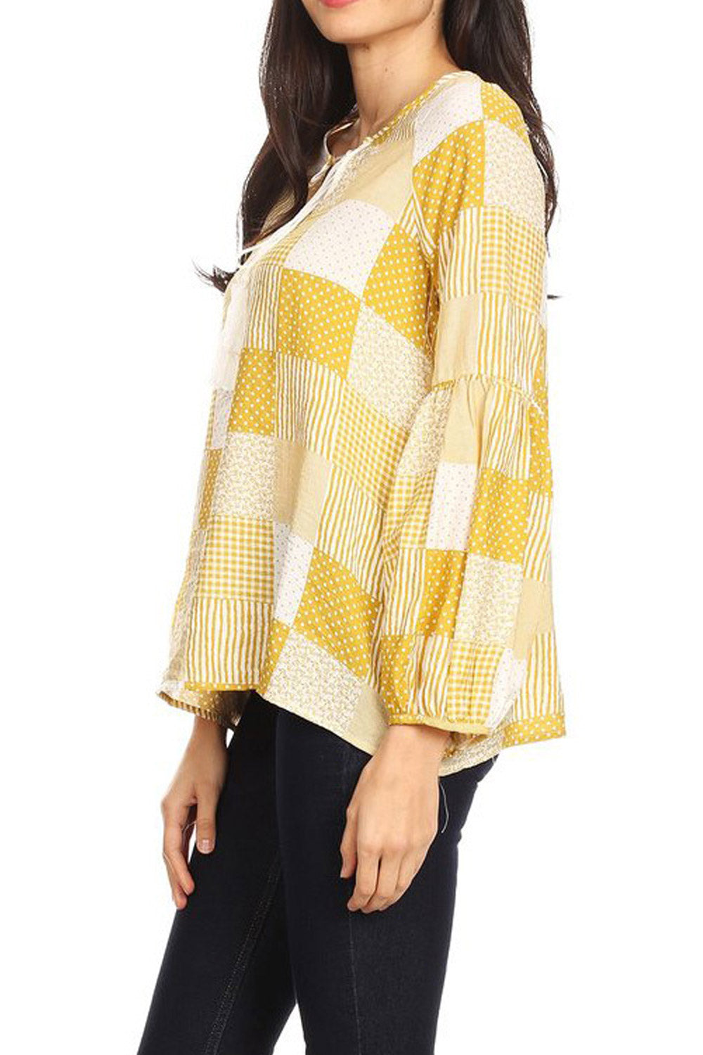 Women Loose Big Plaid Printed Casual Blouse