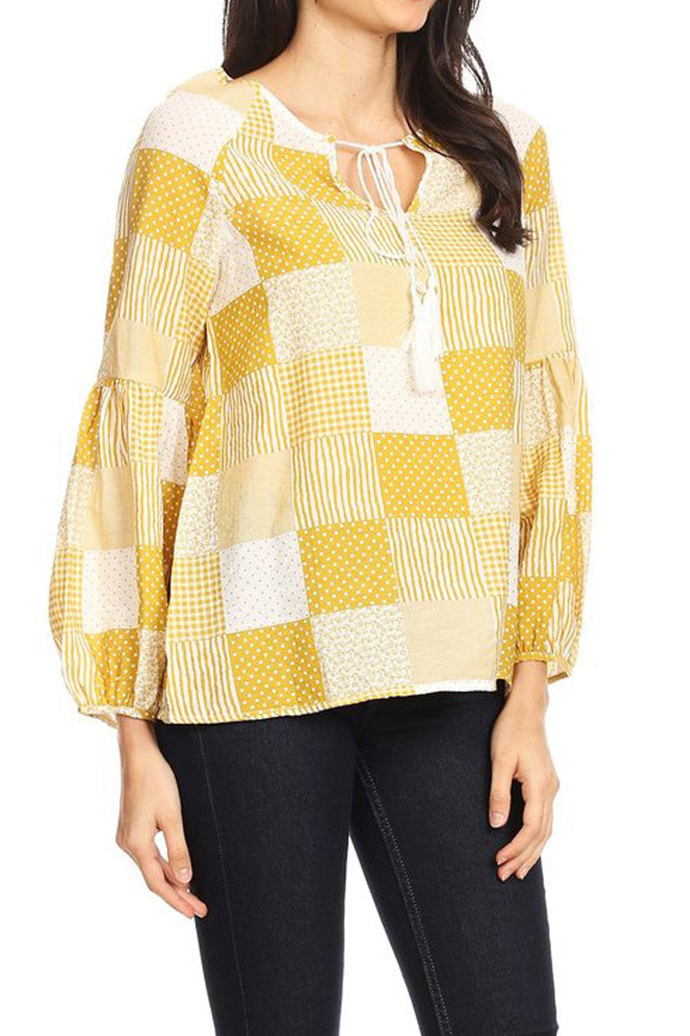 Women Loose Big Plaid Printed Casual Blouse