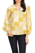 Women Loose Big Plaid Printed Casual Blouse