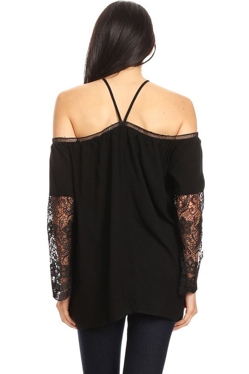Women Halter Lace Sleeve Stylish Blouse