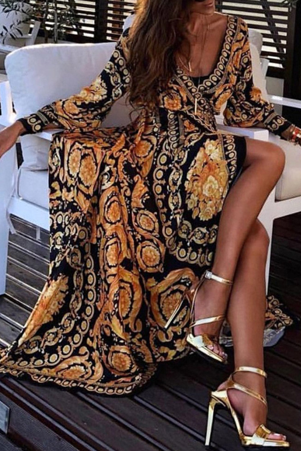 Women Summer Soft Feel Long Skirt Slit Dress