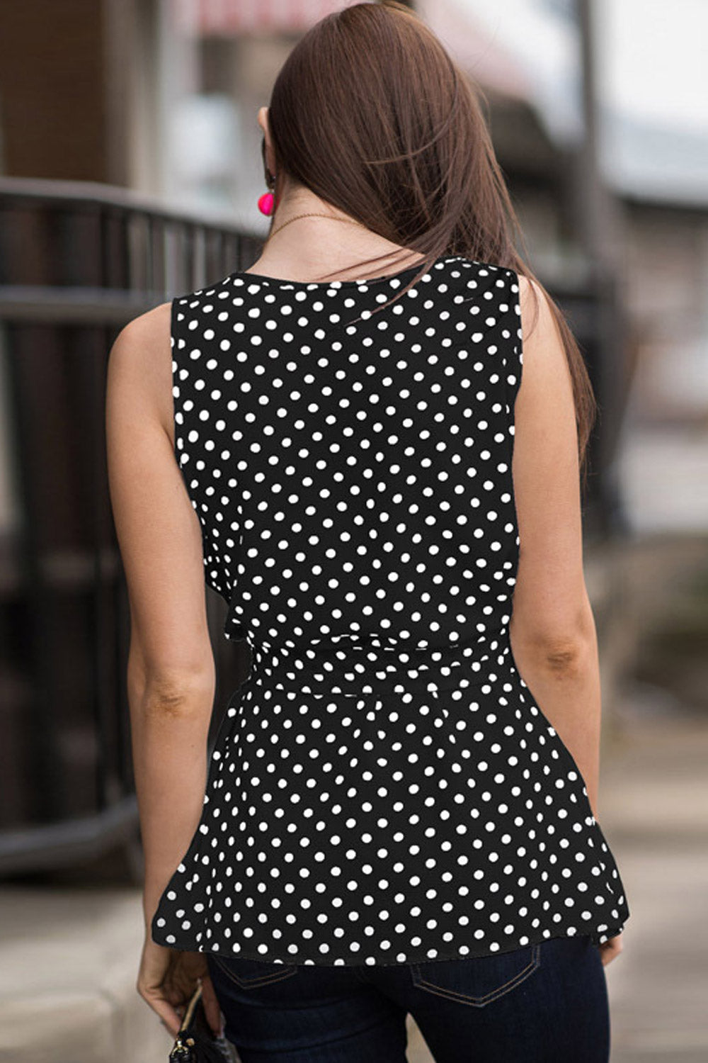 Women Round Neck Cloth Belt Loose Blouse