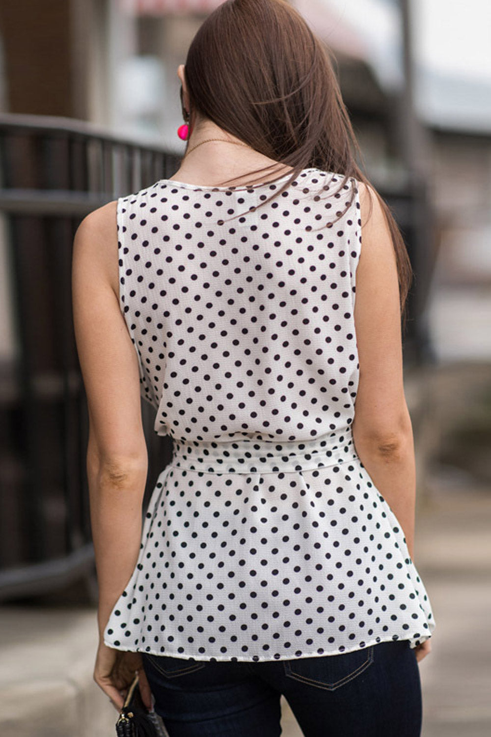 Women Round Neck Cloth Belt Loose Blouse