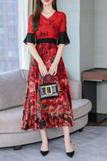 Women Bell Sleeve Floral Skirt Beautiful Dress