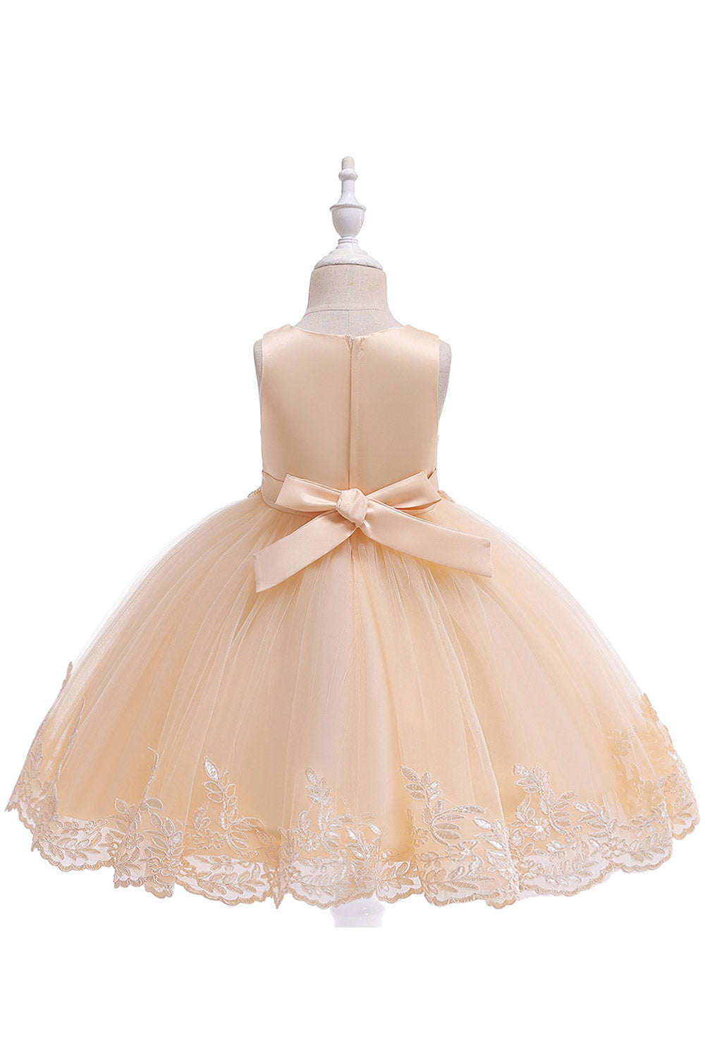 Kid Girls Solid Color Flower Decoration Fancy Dress