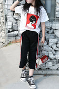 Kids Girls Two Piece T-Shirt With Striped Bottom
