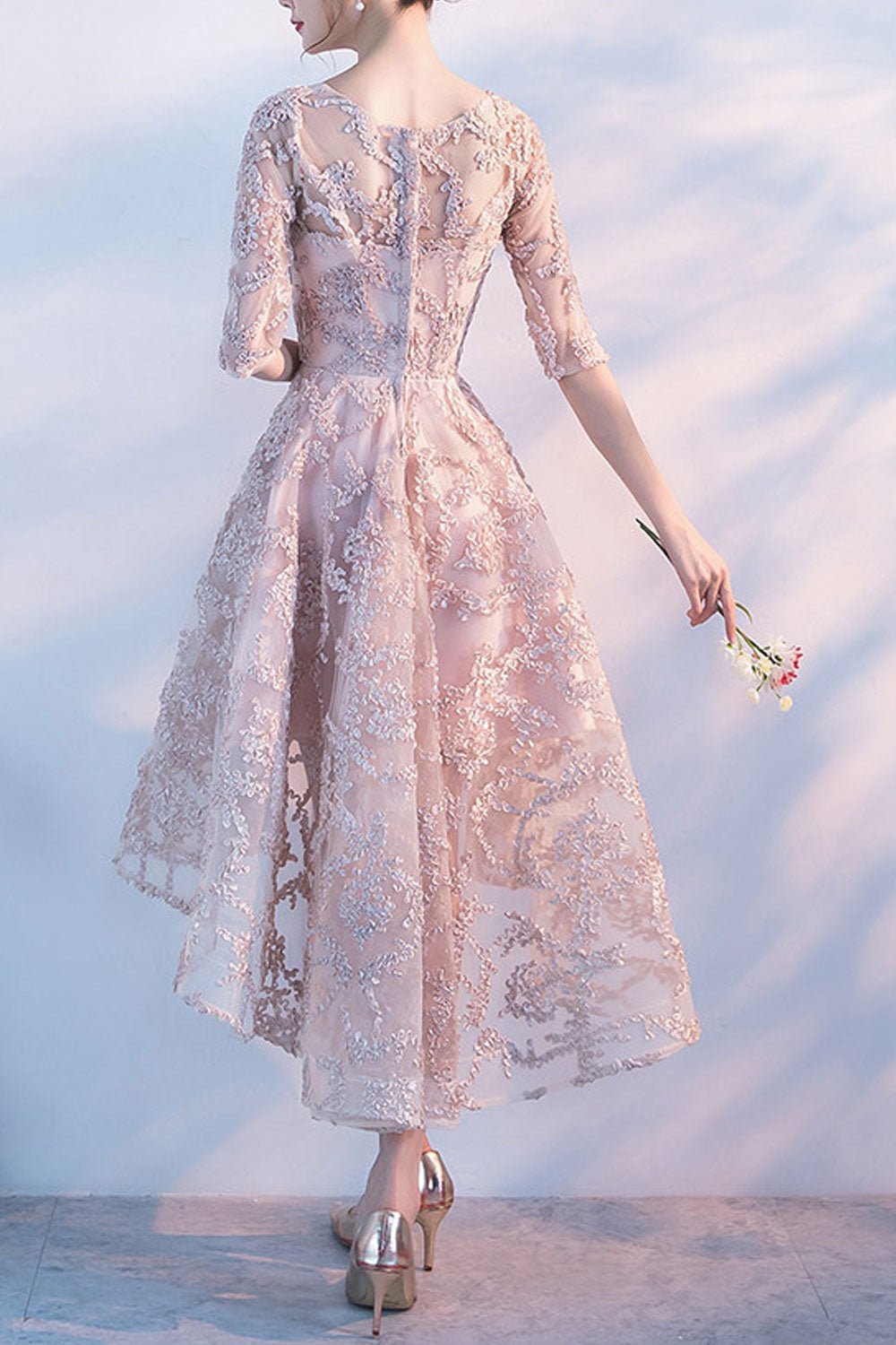 Women Round Neck Irregular Hem Beautiful Dress
