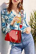 Women PU Leather Rhinstone Mouth Handbag
