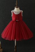 Kid Girl Fetching Bead Round Neck Wedding Dress