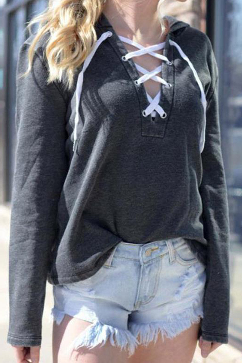 Women Flexible Strap Neck Warm Hoodie