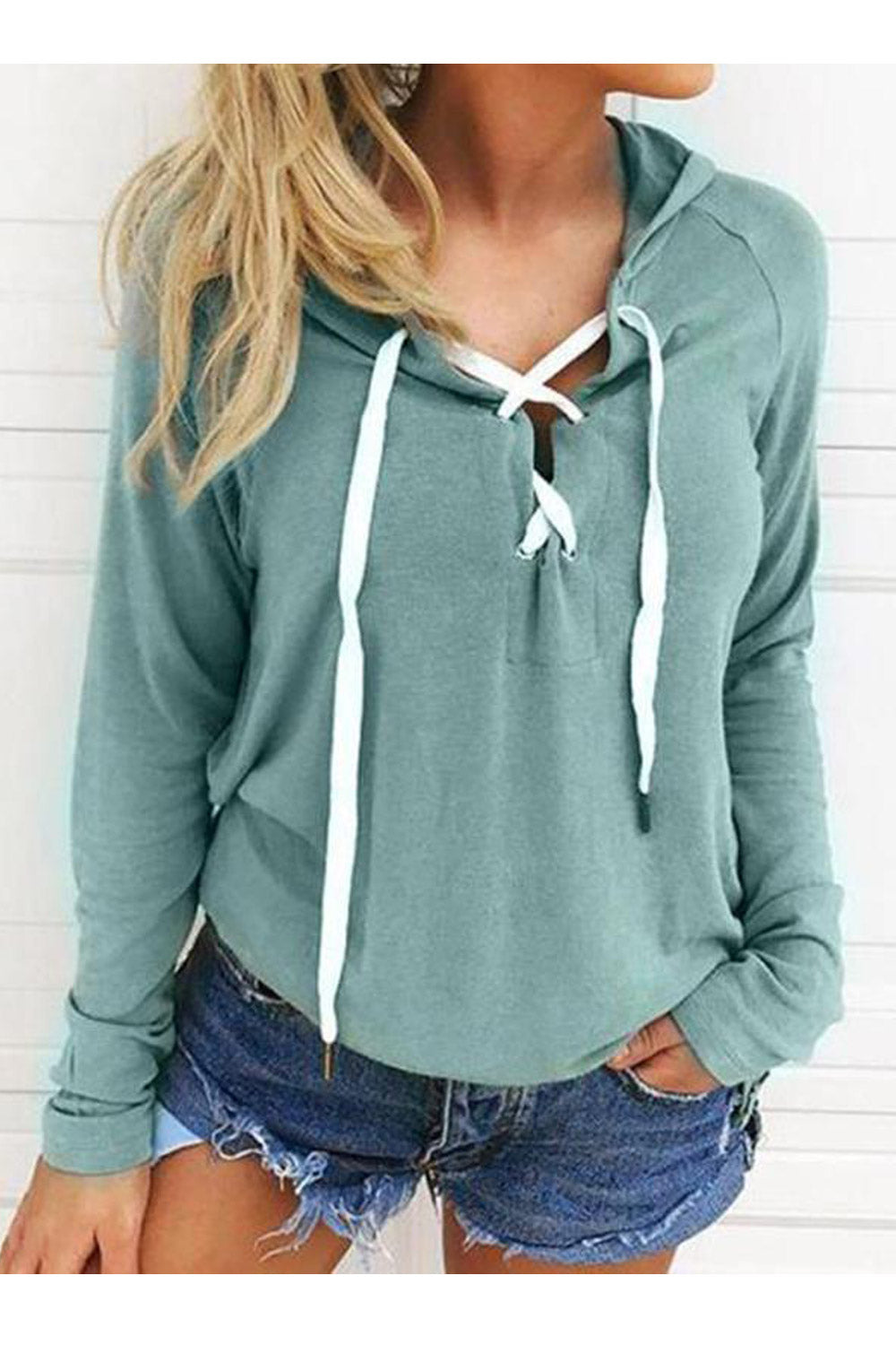 Women Flexible Strap Neck Warm Hoodie