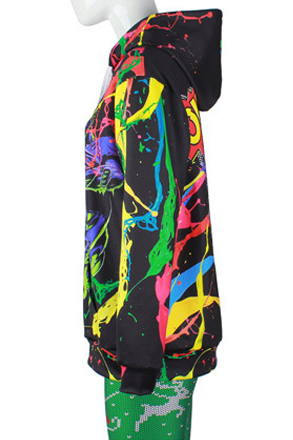 Women Colorfull 3D Print Drawstring Hoodie