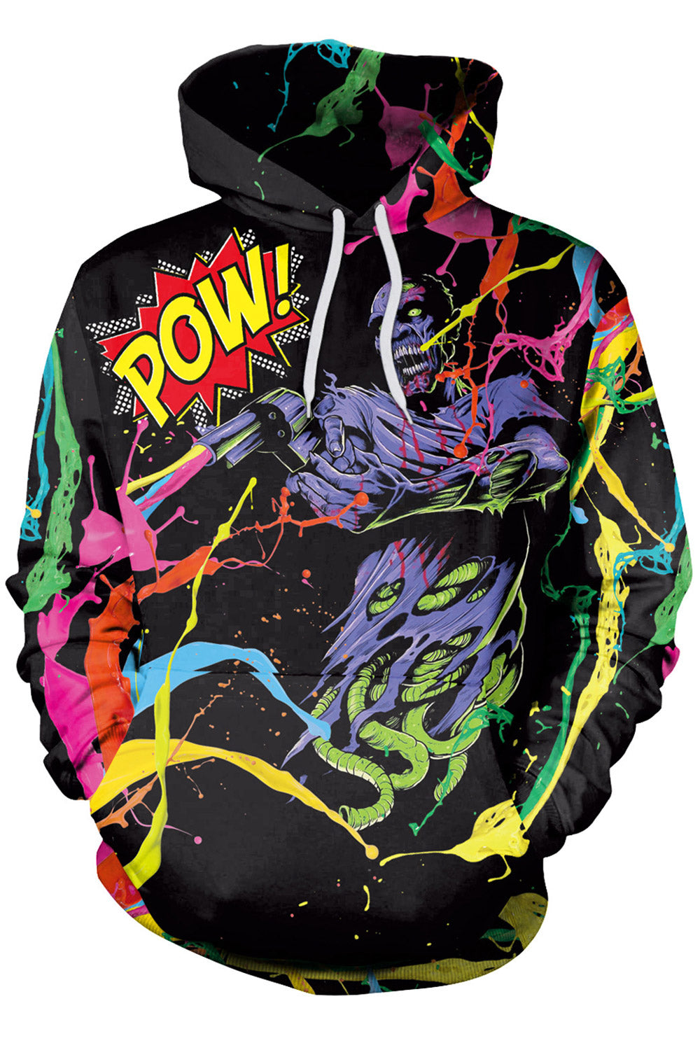 Women Colorfull 3D Print Drawstring Hoodie
