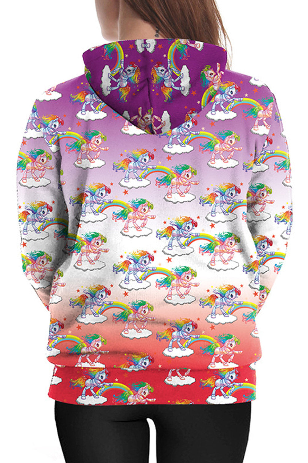 Women Pocket Styling 3D Rainbow Hoodie