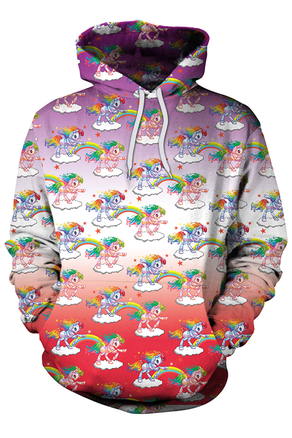 Women Pocket Styling 3D Rainbow Hoodie