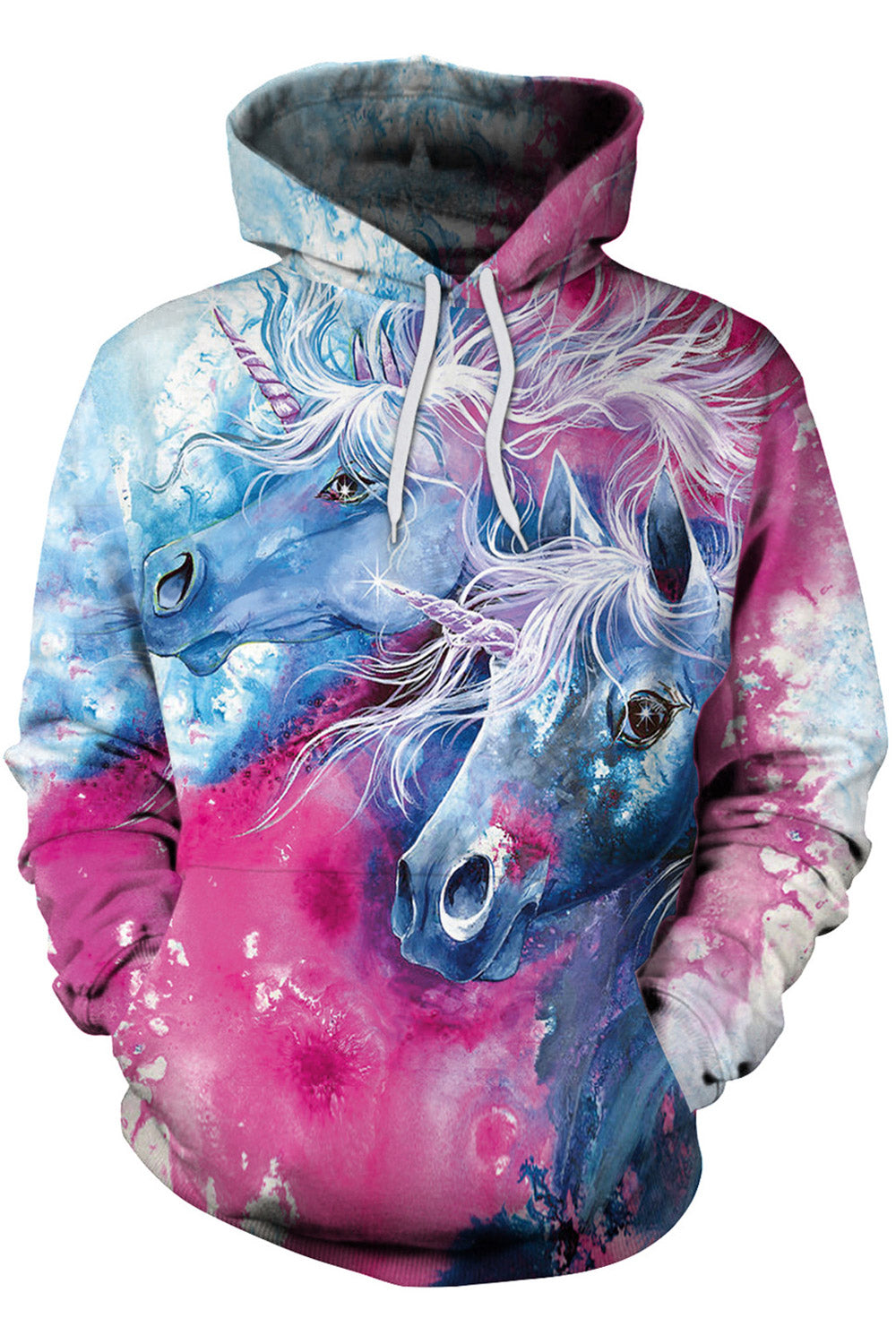 Women Casual Tie Hat Warm 3D Print Hoodie