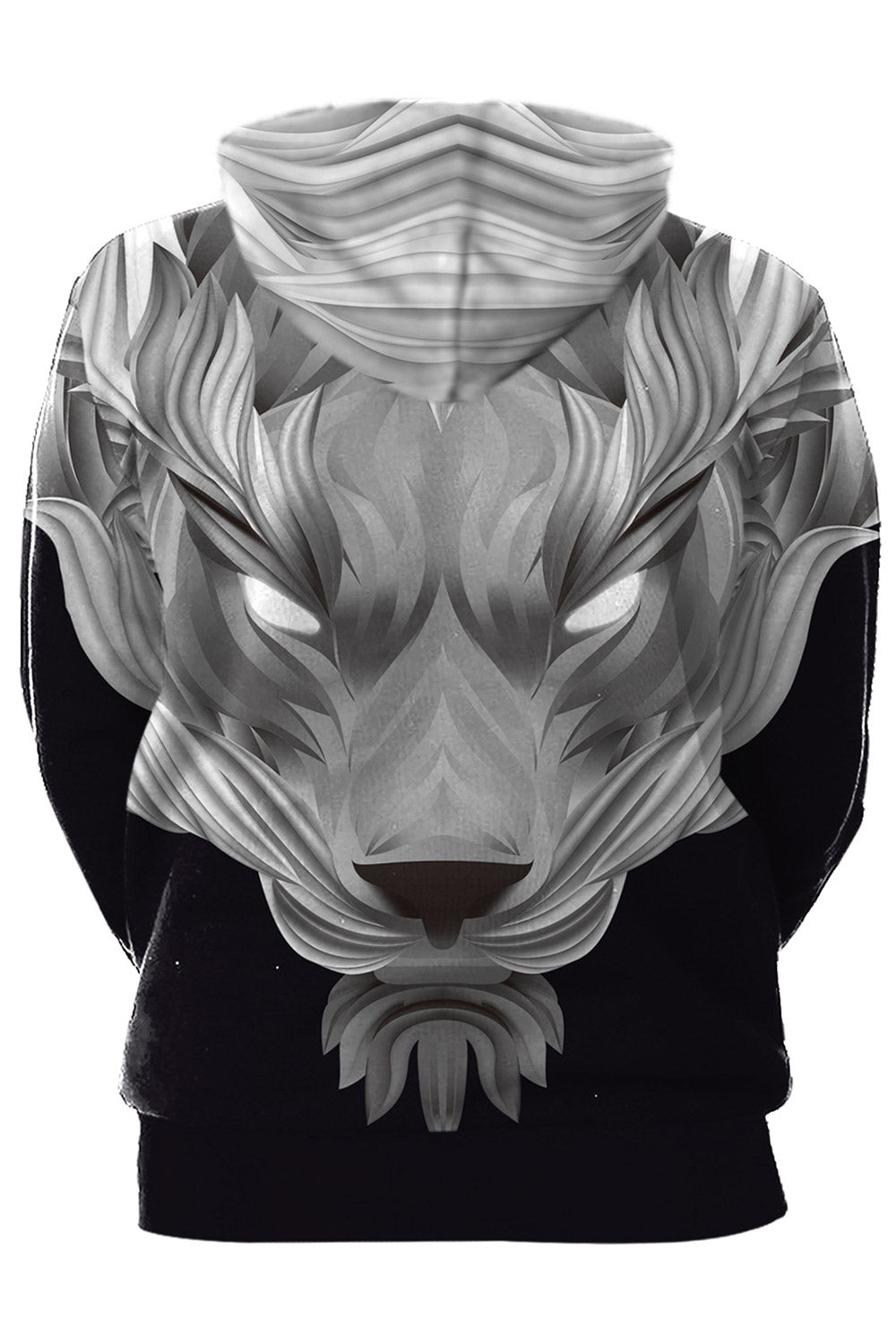 Women Drawcord Neck 3D Animal Print Hoodie