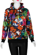 Women Soft Comfort Ribbed Cuff Printed Hoodie