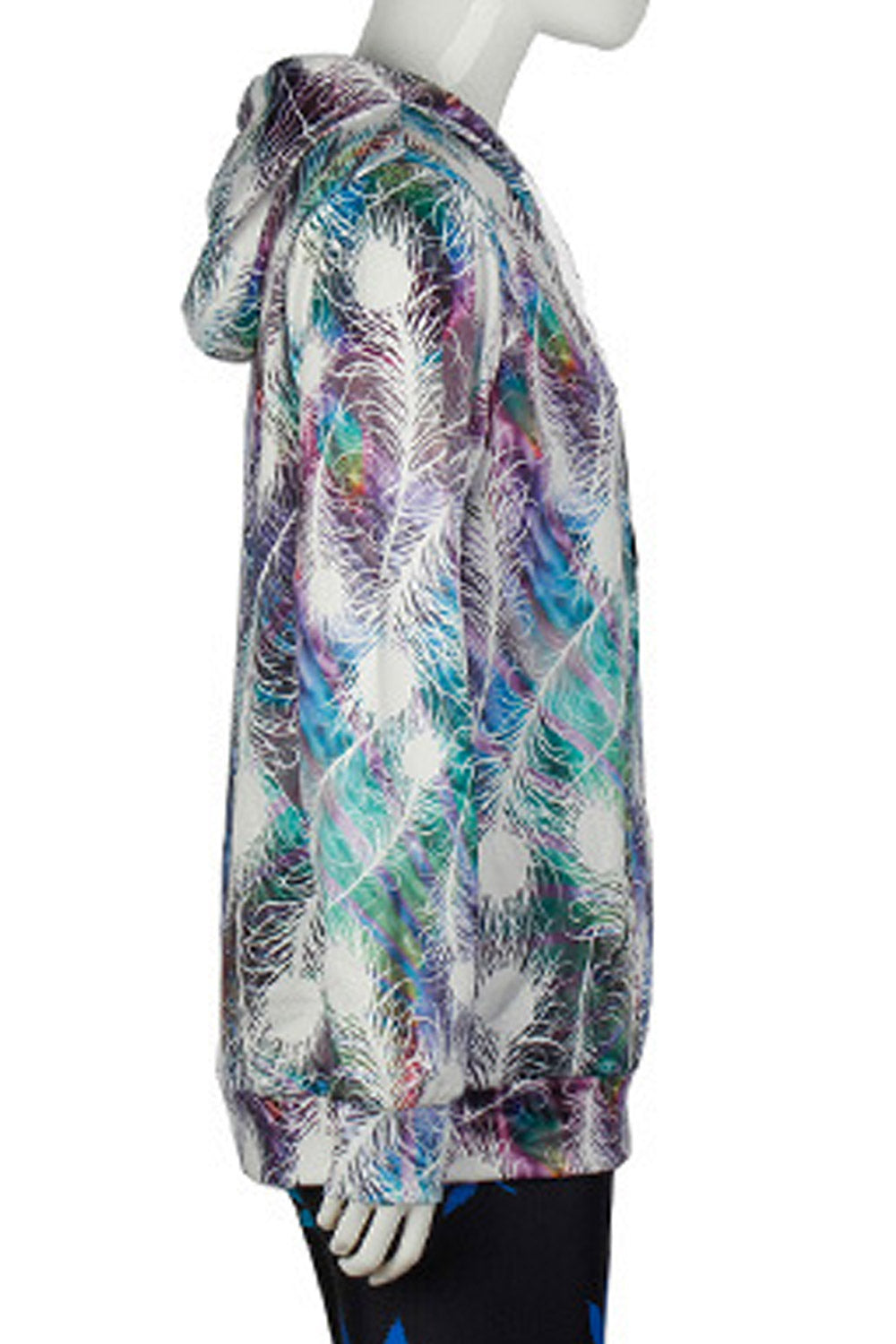 Women 3D Feather Print Loose Hoodie