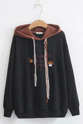 Women Graphic Design Ribbed Hem Winter Hoodie