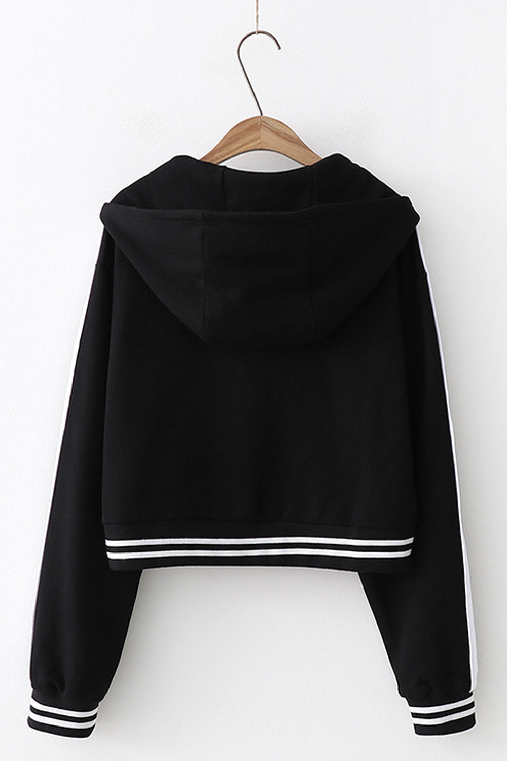Women Loose Striped Hem Long Sleeve Hoodie